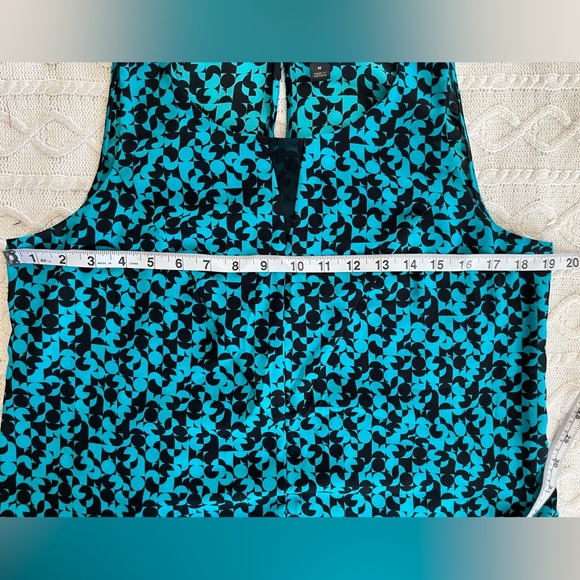 Worthington Turquoise & Black Patterned Sleeveless Blouse Women’s Size Medium - Picture 12 of 14